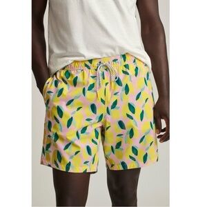 Bonobos Riviera Swim Trunks Board Shorts Painted Lemons Pockets Size Large